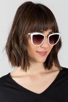 Francesca's Melody Cat Eye Sunglasses - White