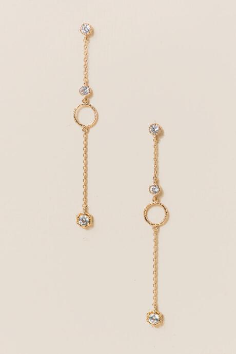 Francesca's Davena Cubic Zirconia Linear Drop Earring - Crystal