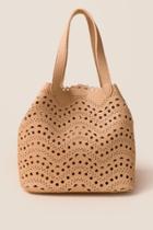 Francesca's Darby Perforated Bucket Tote - Beige