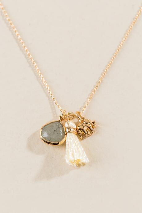 Francesca's Corette Elephant Charm Necklace - Gray