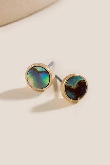 Francesca's Ali Abalone Circle Studs - Iridescent