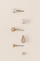 Francesca's Matilda Teardrop Stud Earring Set - Ivory