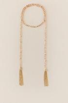 Francesca's Ciera Beaded Self Tie Necklace - Crisp Champagne