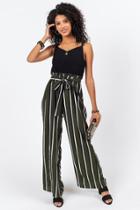 Francesca's Jace Stripe Jumpsuit - Olive