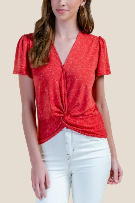 Francesca's Samantha Twist Front Tee - Rust