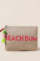 Francesca's Beach Bum Pom Tassel Wristlet Clutch - Natural