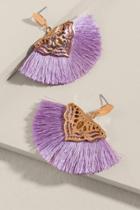 Francesca's Marisol Tasseled Fan Drop Earrings - Lavender