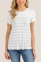 Francesca Inchess Reese Bow Back Linen Striped Tee - Ivory