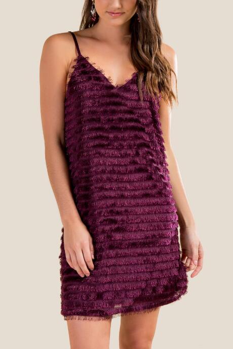 Francesca Inchess Ella Fringe Shift Dress - Purple