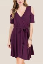 Alya Robin Surplus Tie Waist Knit Dress - Purple