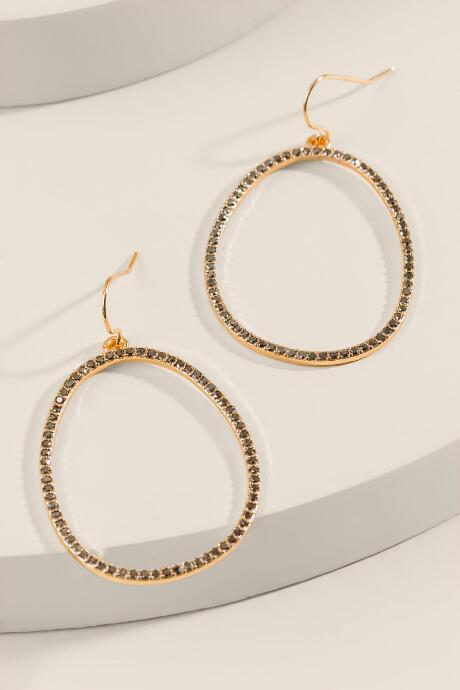 Francesca's Bristol Pave Earrings - Hematite