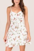 Francesca's Bianca Ruched Floral Dress - White