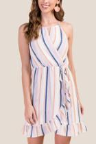 Francesca's Daria Striped A-line Dress - Lavender