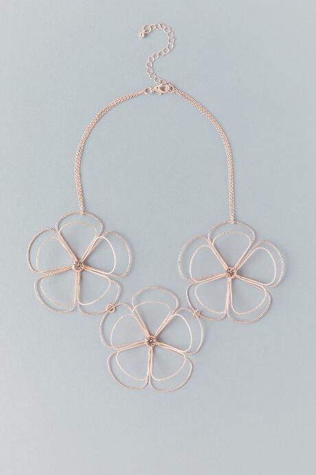 Francesca Inchess Lily Floral Statement Necklace - Rose/gold