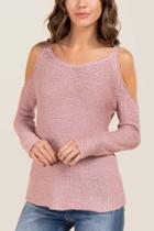 Blue Rain Kayden Cold Shoulder Pullover Sweater - Pink
