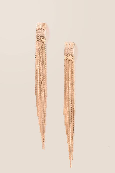Francesca's Khelani Liquid Metal Duster Earring - Gold
