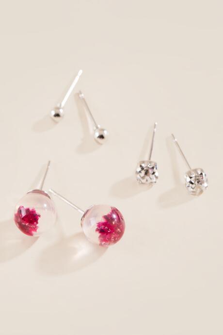 Francesca's Chelsea Flower Ball Stud Set - Silver