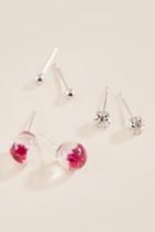 Francesca's Chelsea Flower Ball Stud Set - Silver