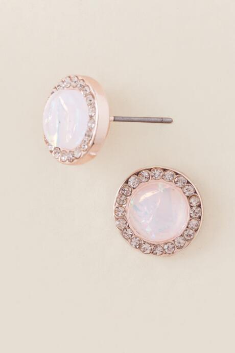Francesca's Francis Opal Circle Stud Earring - Rose/gold
