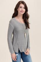 Quinn Nannette Pullover Zipper Sweater - Heather Gray