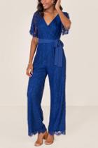 Francesca's Annabelle Lace Jumpsuit - Navy