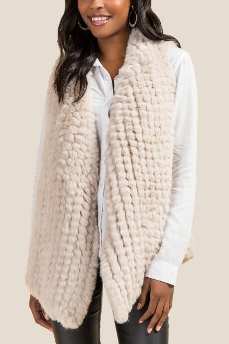 Francesca's June Faux Fur Vest - Taupe