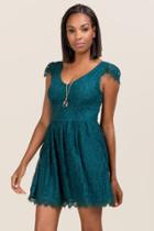 Alya Skye Lace Cut Out Dress - Evergreen