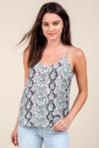 Francesca's Jordan Snake Print Tank Top - Aqua