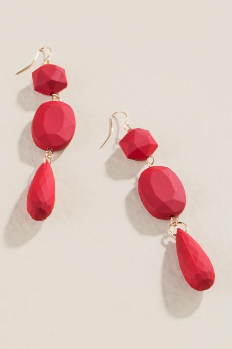 Francesca's Nanci Linear Drop Earrings - Red