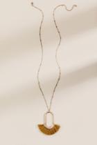 Francesca's Cheyenne Tasseled Oval Pendant Necklace - Marigold