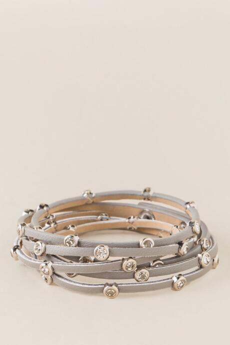 Francesca's Madelyn Crystal Wrap Bracelet - Gray