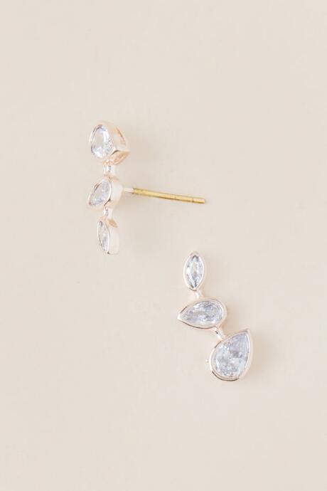 Francesca's Mahala Crystal Crawler Earring In Rose Gold - Rose/gold