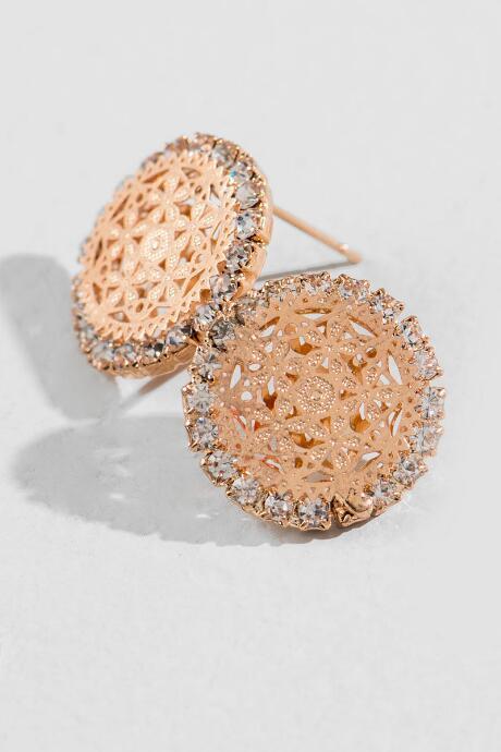 Francesca's Alvarado Filigree Pav Stud Earrings - Gold