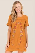 Francesca Inchess Karoline Floral Embroidered Shift Dress - Marigold