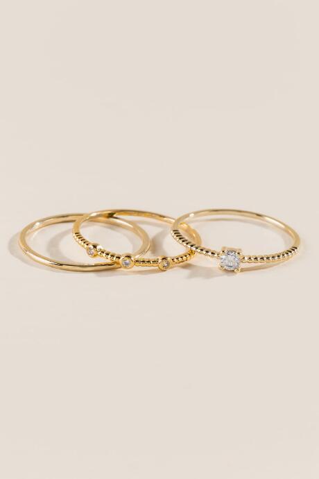 Francesca's Lilly Crystal Ring Set - Gold