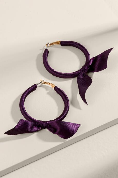 Francesca's Mallory Ribbon Hoop Earrings - Purple