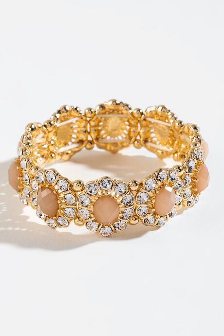 Francesca's Cadence Crystal Flower Stretch Bracelet - Blush