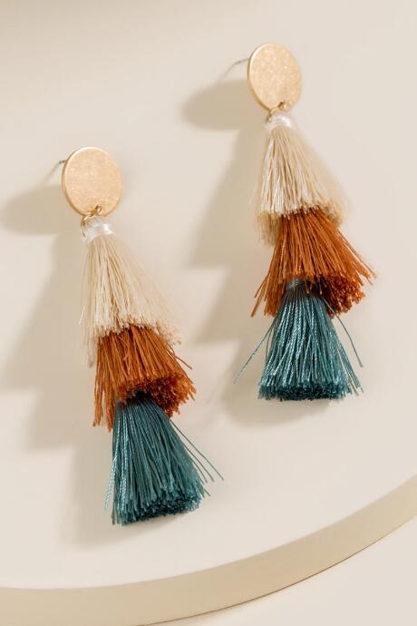 Francesca's Alexandra Tiered Tassel Drop Earrings - Multi