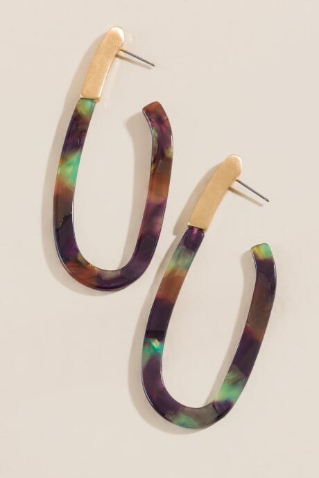 Francesca's Kenna Oval Hoop Earrings - Multi