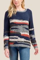 Francesca's Hanna Abstract Pullover Sweater - Navy