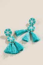 Francesca's Stassi Beaded Tassel Earrings In Turquoise - Turquoise