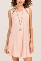 Francesca Inchess Memish Lattice Shoulder Knit Dress - Blush
