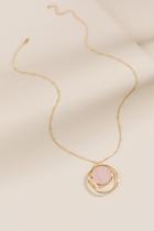 Francesca's Emma Semi-precious Long Pendant Necklace - Pale Pink