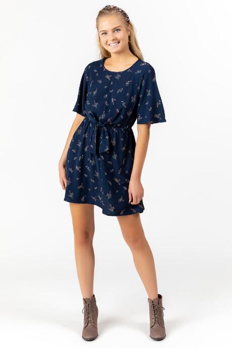 Francesca's Easton Floral Front Tie Dress - Navy