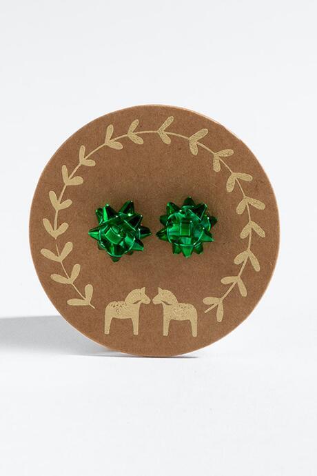 Francesca's Christmas Mini Bows Studs - Green