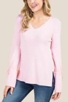 Blue Rain Emerald Cinched Sleeve Pullover Sweater - Pink