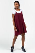 Francesca's Adalynn Double Layer Dress - Burgundy