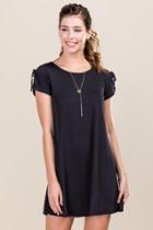 Alya Fincher Lattice Sleeve Dress - Black
