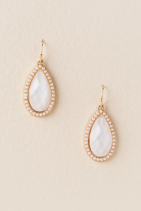 Francesca's Selma Stone Teardrop Earring - Ivory