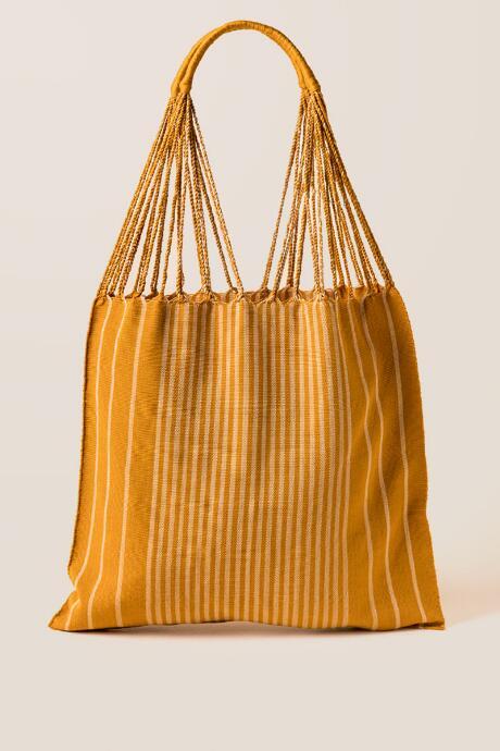 Francescas Las Rayas Handwoven Tote In Marigold - Marigold